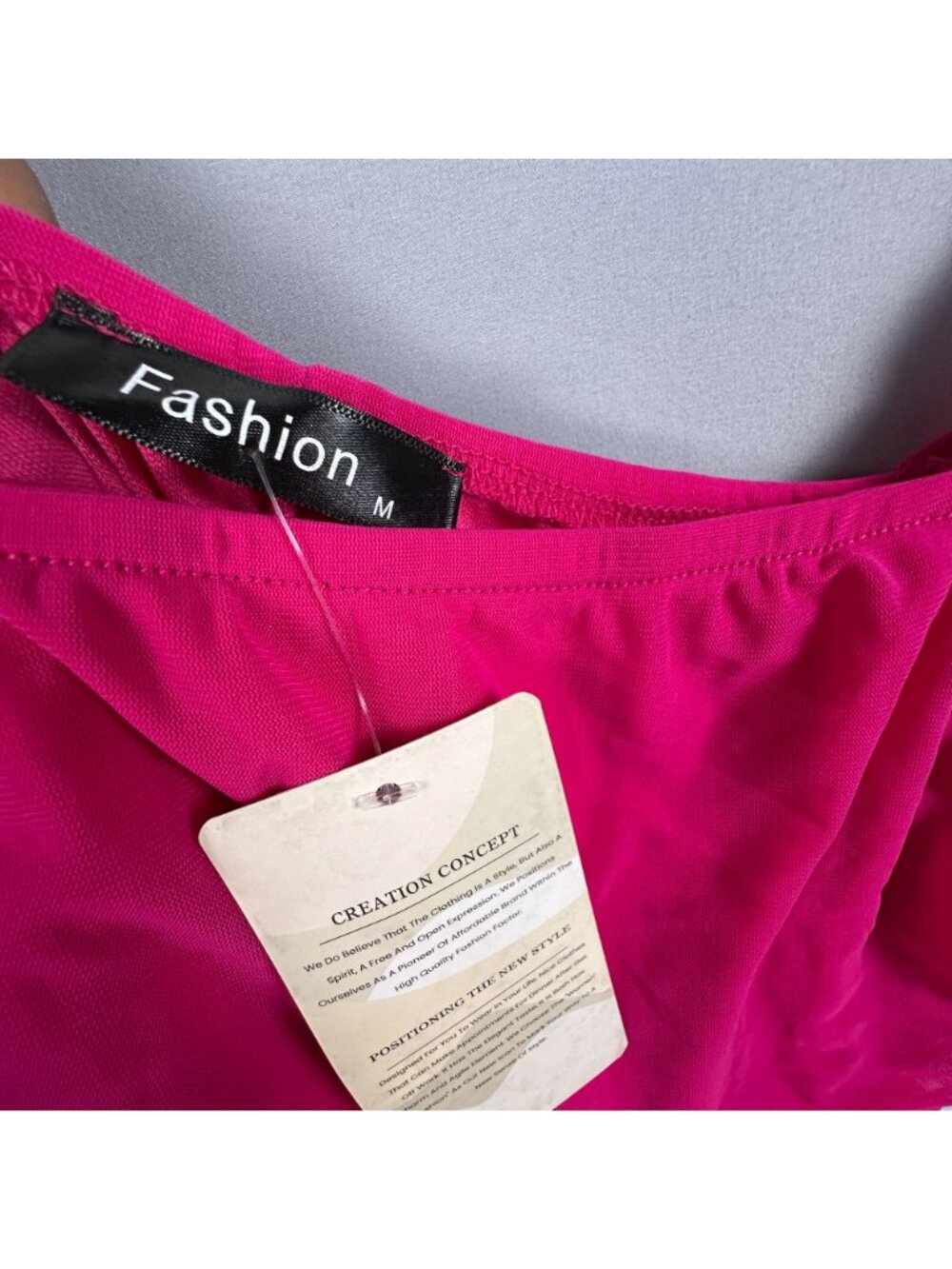 Fashion Womens Ruched Bodycon Mini Cocktail Dress Size M Puff Sleeve Hot Pink - Picture 12 of 14